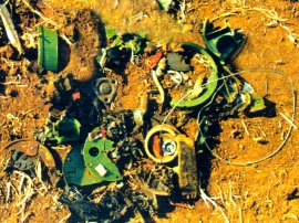 broken parts of mechanical destroyed mines